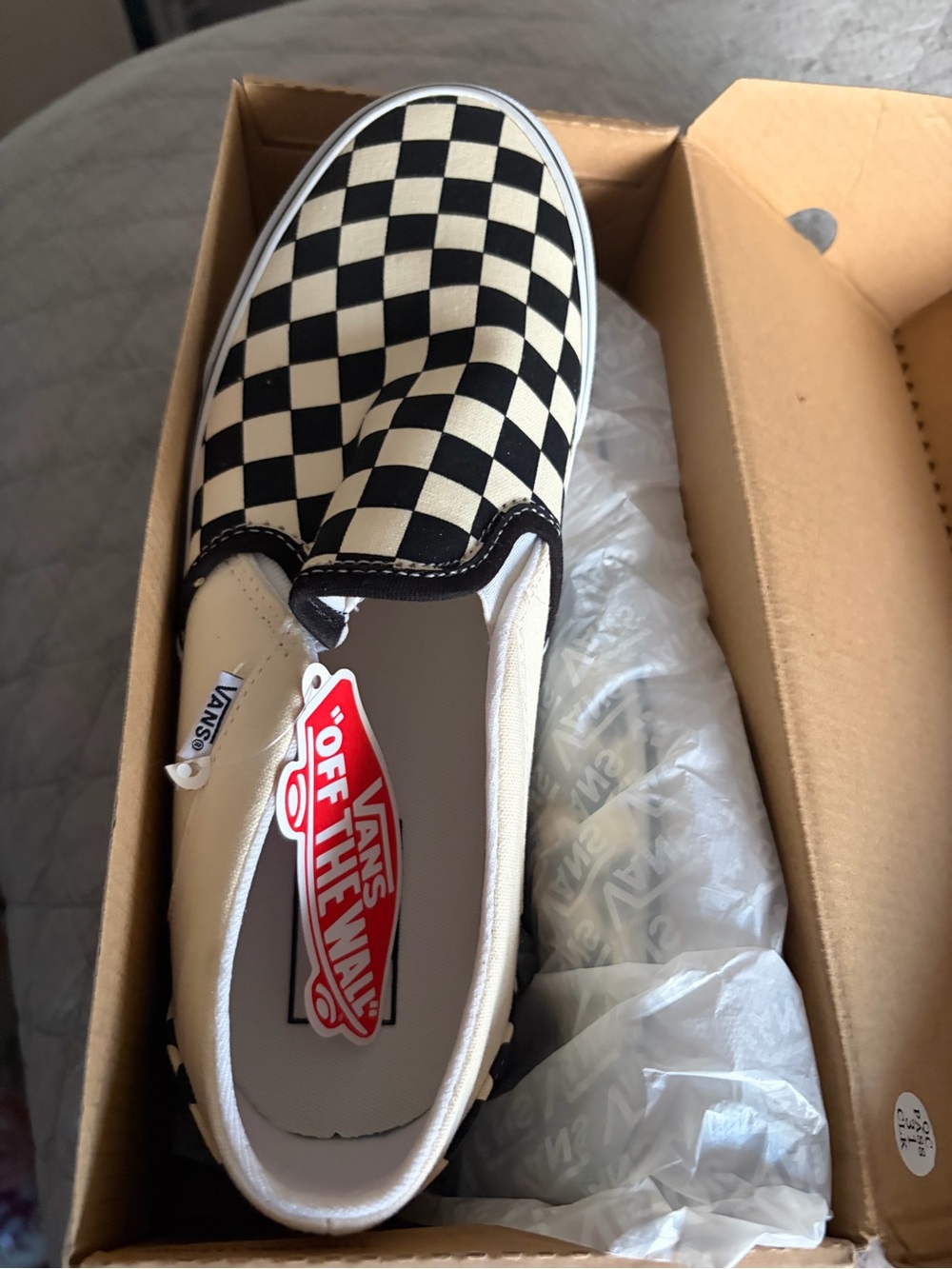 Vans Slip-On Checkerboard Canvas Sneakers - Black & White